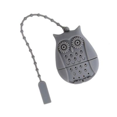 Infusor De Chá Coruja Corujinha Em Silicone Cinza