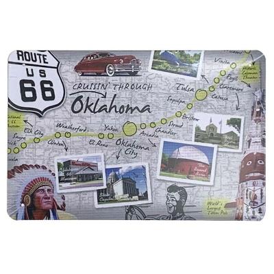 Placa De Metal Route 66 Oklahoma
