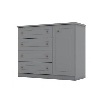 Cômoda Juvenil Americana 1 Porta 4 Gavetas Cinza - Henn