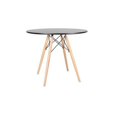 Mesa De Jantar Eames Redonda Preto Com Natural 90cm