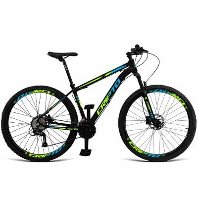 Bicicleta Aro 29 21 Marchas Freios Disco C- Suspensão - Preto-verde E Azul - 15" Preto-verde E Azul