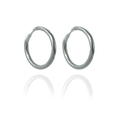 Brinco Argolinha Lisa 2x15 Em Prata 925 [f027]