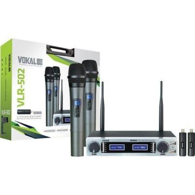 Microfone De Mão Duplo Vlr-502 Cromado Vokal [f002]