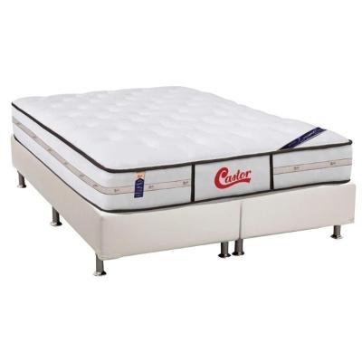 Cama Box King Colchão Molas Pocket Ensacadas Castor Gold Star Vitagel Classic + Base Branco(193X203)
