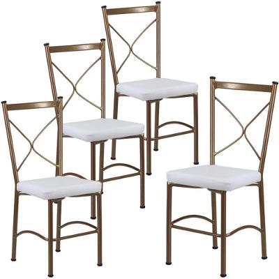 Kit 4 Cadeiras Buffet Em Alumínio Bronze Com Branco
