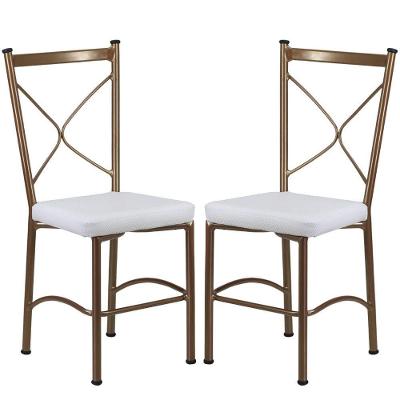Kit 2 Cadeiras Buffet Em Alumínio Bronze Com Branco