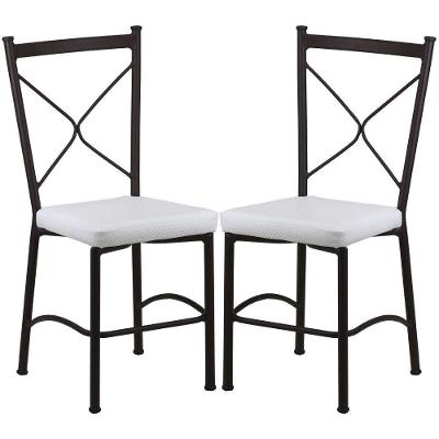 Kit 2 Cadeiras Buffet Em Alumínio Marrom Com Branco