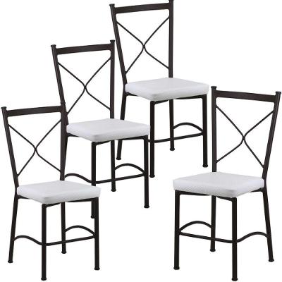 Kit 4 Cadeiras Buffet Em Alumínio Marrom Com Branco