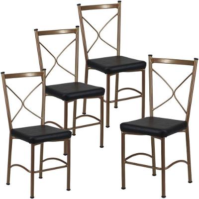 Kit 4 Cadeiras Buffet Em Alumínio Bronze Com Preto