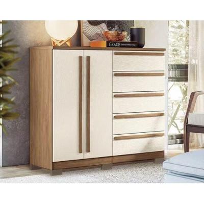 Cômoda Casal Málaga Gold 2 Portas e 5 Gavetas c/ Pés jatoba/Areia - Santos Andirá