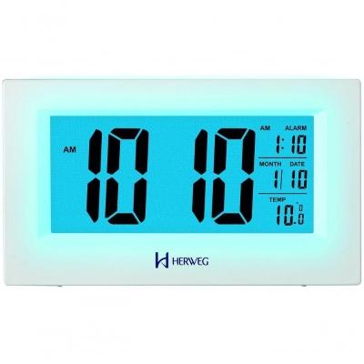 Relógio Despertador Digital Luz Noturna Preto Herweg 2972 Branco