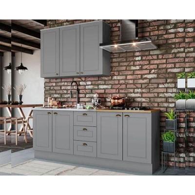 Kit de Cozinha Modulada 4 Peças Americana (1 Aéreo. 2 Balcões, 1 Complemento) Cinza - Henn