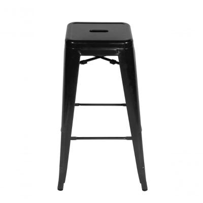Kit 2 Banquetas Tolix Iron Aço Carbono Industrial - Preto