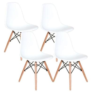 Conjunto 4 Cadeiras Charles Eames Eiffel Concha Fixa - Branco