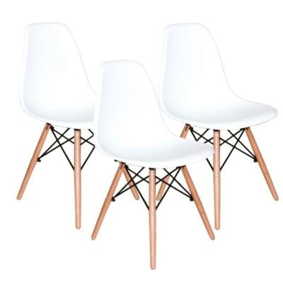 Kit 3 Cadeiras Dsw Eiffel Wood Jantar Cozinha Escrivaninha! Branco