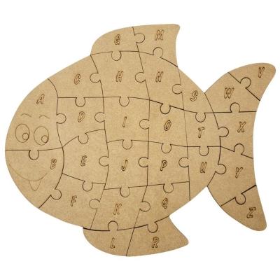 Quebra-cabeça Educativo 100% Mdf Cru 26pçs/35pçs Peixe