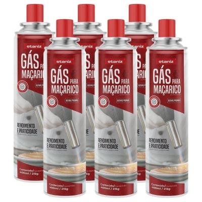 Kit 6 Cartuchos De Gás Para Maçaricos 400ml-215g Etaniz