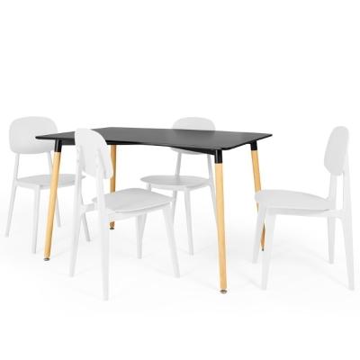 Conjunto Mesa De Jantar Retangular Eiffel Preta 120x80cm Com 4 Cadeiras Itália - Branco