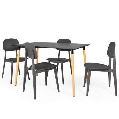 Conjunto Mesa De Jantar Retangular Eiffel Preta 120x80cm Com 4 Cadeiras Itália - Cinza