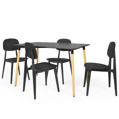 Conjunto Mesa De Jantar Retangular Eiffel Preta 120x80cm Com 4 Cadeiras Itália - Preto