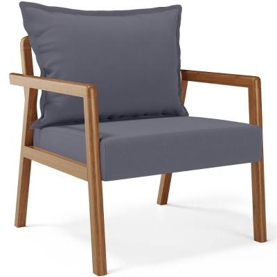 Poltrona Decorativa Para Sala De Estar E Living Alícia B04 Suede Cinza - Lyam Decor