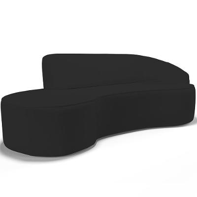 Sofá 3 Lugares Curvo Sala De Estar Living Firenze Direito D02 Corano Preto 180 Cm C-05 - Lyam