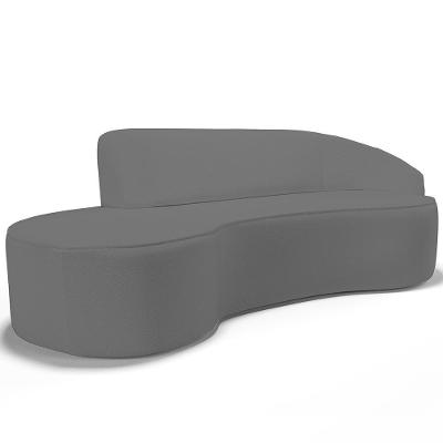 Sofá 3 Lugares Curvo Sala De Estar Living Firenze Direito D02 Corano Cinza 230 Cm C-03 - Lyam