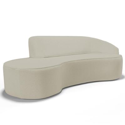 Sofá 3 Lugares Curvo Sala De Estar Living Firenze Direito D02 Corano Bege 210 Cm C-26 - Lyam