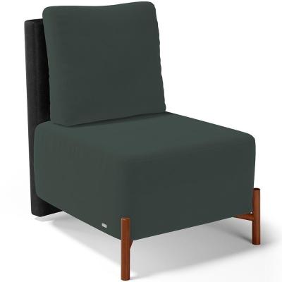 Poltrona Decorativa Sala De Estar Living Hungria L02 Couríssimo Preto Suede Verde Musgo - Lyam