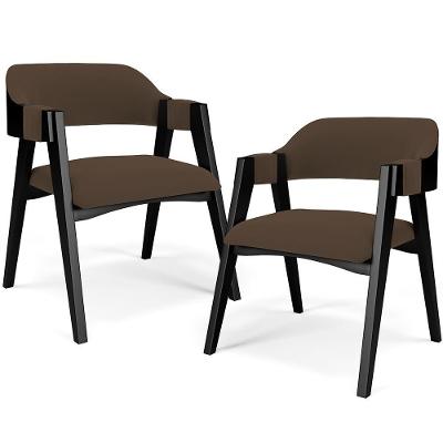 Kit 2 Cadeiras Sala De Jantar Estar Living Estofada Suran L02 Preto Suede Marrom - Lyam Decor
