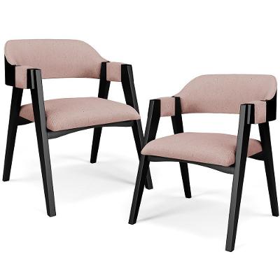 Kit 2 Cadeiras Sala De Jantar Estar Living Estofada Suran L02 Preto Linho Rosê - Lyam Decor