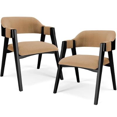 Kit 2 Cadeiras Sala De Jantar Estar Living Estofada Suran L02 Preto Bouclê Mostarda - Lyam Decor