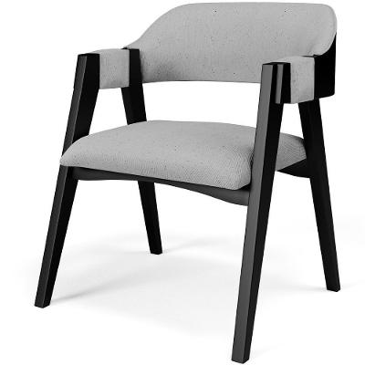 Cadeira Para Sala De Jantar Estar Living Estofada Suran L02 Preto Linho Cinza - Lyam Decor