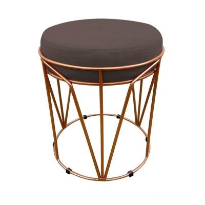 Puff Multiuso Com Mesa 2 Em 1 Suede Marrom Base Cobre