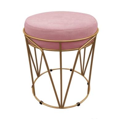 Puff Multiuso Com Mesa 2 Em 1 Suede Rose Base Dourado