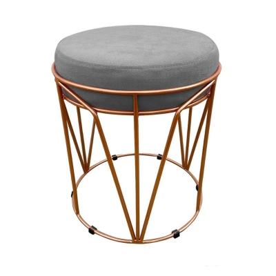 Puff Multiuso Com Mesa 2 Em 1 Suede Grafite Base Cobre