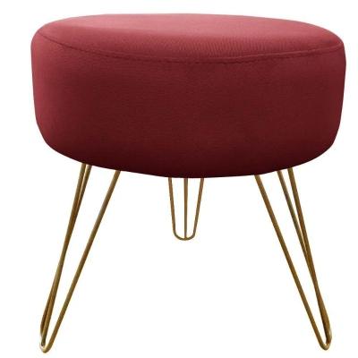 Puff Decorativos Sala Quarto Tunísia Veludo Bordo Base Dourado Speciale Home Bordo E Dourado