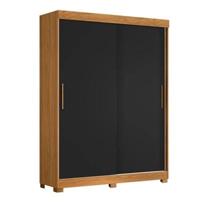 Guarda Roupa Com 2 Portas E 2 Gavetas Sem Espelho Em Preto Com Carvalho Preto Com Carvalho