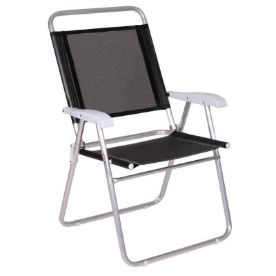 Cadeira De Praia Alumínio Master Plus Até 120kg Cores Mor Cor:preto Preto