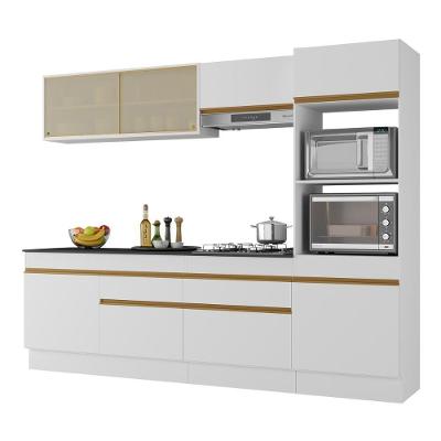 Armário De Cozinha Completa 5 Peças Com Rodapé Mp2181 Made Multimóveis Branco/dourado Branco/dourado