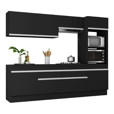 Armário De Cozinha Completa 5 Peças Com Rodapé Mp2180 Made Multimóveis Preto/branco Preto/branco