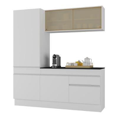 Armário De Cozinha Compacta 3 Peças Com Rodapé Mp2179 Made Multimóveis Branco Branco