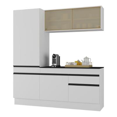 Armário De Cozinha Compacta 3 Peças Com Rodapé Mp2179 Made Multimóveis Branco/preto Branco/preto