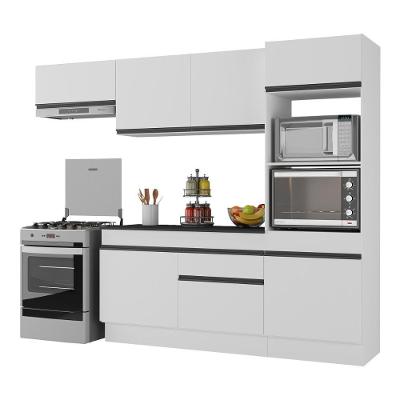 Armário De Cozinha Compacta 4 Peças Com Rodapé Mp2176 Made Multimóveis Branco/preto Branco/preto