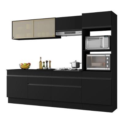 Armário De Cozinha Completa 5 Peças Com Rodapé Mp2181 Made Multimóveis Preto Preto