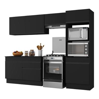 Armário De Cozinha Compacta 4 Peças Com Rodapé Mp2193 Made Multimóveis Preto Preto