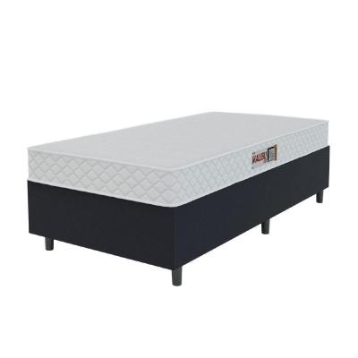 Cama Box Colchão Solteiro Espuma D20 Malibu 88x188x50cm Branco / Preto Hellen Preto