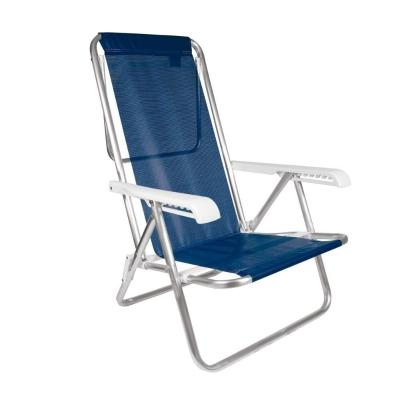 Cadeira De Praia Piscina Reclinável 8 Posições Alumínio Mor Cor:azul Marinho Azul Marinho