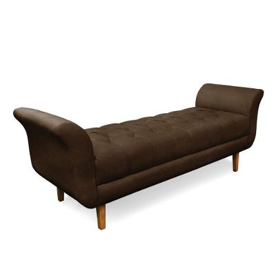 Recamier Olinda Suede Marrom 160 Cm Pés Chanfrado Castanhos - D'rossi