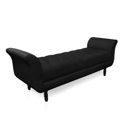 Recamier Olinda Suede 160 Cm Pés Torneados Castanhos - D'rossi Cor Preto